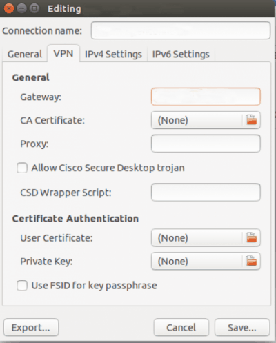 Ubuntu下Cisco AnyConnect协议VPN配置说明