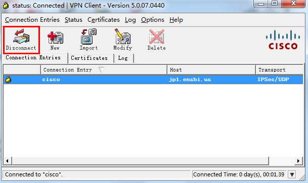 Windows下使用Cisco官方客户端连接Cisco IPsec VPN